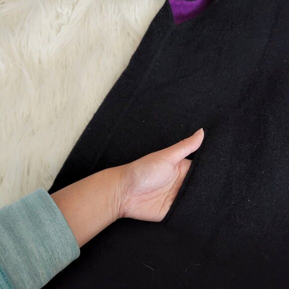 Calvin Klein Womens Black Angora Wool Blend Half Sleeve Overcoat Size XL Zipper - Picture 13 of 14